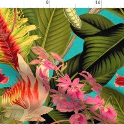 Tropical Curtain Panel - Hawaiian Floral Palm Leaves Jungle Custom in Fantastico By Peacoquettedesigns - thumbnail 4