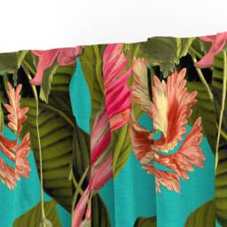 Tropical Curtain Panel - Hawaiian Floral Palm Leaves Jungle Custom in Fantastico By Peacoquettedesigns - thumbnail 3