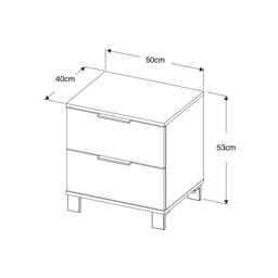 Furneo Modern Dark Oak 2 Drawer Chest Of Drawers Bedside Cabinet Storage Wood Effect Cozy 02 - thumbnail 4