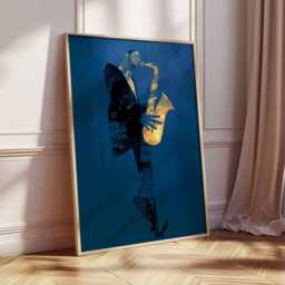 Jazz Saxophone Wall Art Print, Musician Poster, Modern Artwork For Bar Lounge Decor, Sax Player Abstract Music Print - thumbnail 2