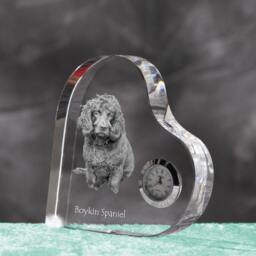 Boykin Spaniel - Crystal Clock in The Shape Of A Heart With Image Pure-Bred Dog - thumbnail 2