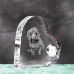 Boykin Spaniel - Crystal Clock in The Shape Of A Heart With Image Pure-Bred Dog - thumbnail 3