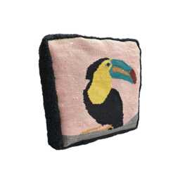 Handwoven Tucan Pillow - Wool Throw Cushion, Home Decor - thumbnail 2