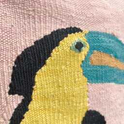 Handwoven Tucan Pillow - Wool Throw Cushion, Home Decor - thumbnail 3