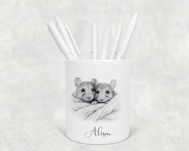 Personalised Pencil Drawing Sketched Mice Pot, Ideal Gift, Birthday - image 1