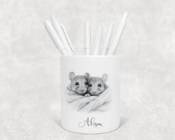 Personalised Pencil Drawing Sketched Mice Pot, Ideal Gift, Birthday