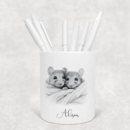 Personalised Pencil Drawing Sketched Mice Pot, Ideal Gift, Birthday - thumbnail 2