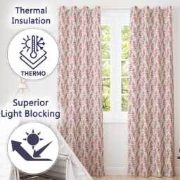Delicate Pink Wildflower Botanical Seamless Pattern Elegant Floral Readymade Eyelet Ring Top Thermal 100% Blackout Curtains - thumbnail 3