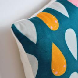 Kids Room Throw Pillow, Colorful Raindrops, Nursery Decor - thumbnail 2