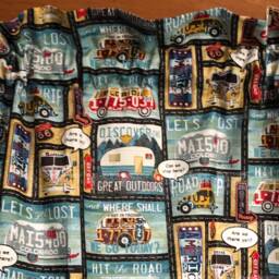 "Road Trip Vintage Camper Valance Or Sleeve ~ Please Note Valances Are 42"" Wide By 7.5"" Deep With A 2"" 3" - thumbnail 2