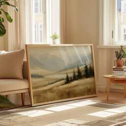 Misty Mountain Poster, Lake Valley Print, Nature Wall Art, Paper - thumbnail 4