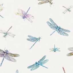 Dragonfly Cotton Cushion Cover Blue, Lilac, Cream Throw Pillow - thumbnail 2