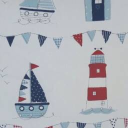 Nautical Seaside Cushion, Maritime Blue & Red Pillow, With A Zip Fastening - thumbnail 4