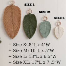 Modern Macrame Leaves Wall Hanging, Nursery Hanging Leaves, Feather, Living Room Decor, Boho Headboard Decor, Tropical Decor L11 - thumbnail 3