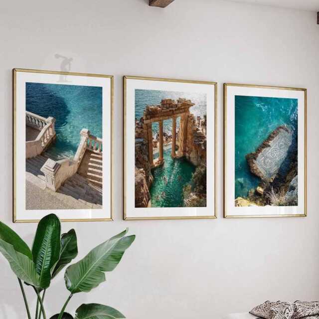Italy Set Of 3 Wall Art Travel Poster, Art, Home Decor, Photography Mediterranean Coastal Gift - image 1