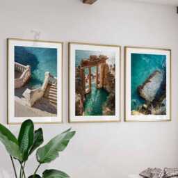 Italy Set Of 3 Wall Art Travel Poster, Art, Home Decor, Photography Mediterranean Coastal Gift - thumbnail 1
