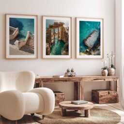 Italy Set Of 3 Wall Art Travel Poster, Art, Home Decor, Photography Mediterranean Coastal Gift - thumbnail 3