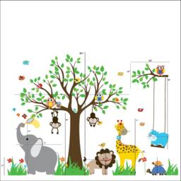 Tree Wall Decals - Nursery Decor Jungle Safari Baby Room Kids Decal Reusable & Removable Stickers - thumbnail 2