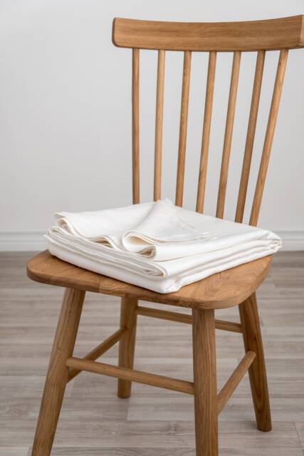 Off-White Flat Bed Sheet Made From Wide Stone Washed Linen - image 1
