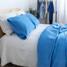 Off-White Flat Bed Sheet Made From Wide Stone Washed Linen - thumbnail 2