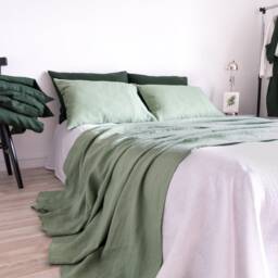 Off-White Flat Bed Sheet Made From Wide Stone Washed Linen - thumbnail 3