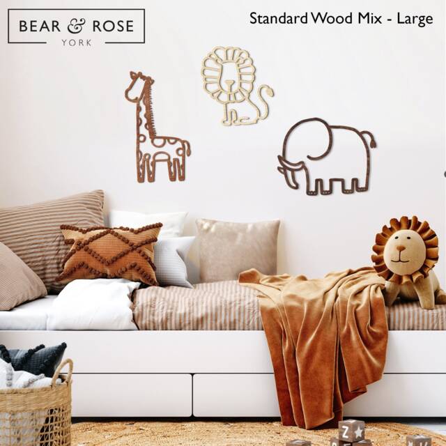 Safari Trio Wall Nursery - Decor/Home Kids Animals Children Room - image 1