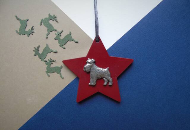 Schnauzer Wooden Star Decoration - Christmas Tree Lover Gift Bauble Mum - image 1