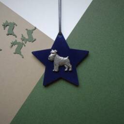 Schnauzer Wooden Star Decoration - Christmas Tree Lover Gift Bauble Mum - thumbnail 3