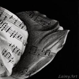 Rosenote - Music Lover Art Print Music, Sheet Music, Paper Rose, Charcoal Drawing - thumbnail 3