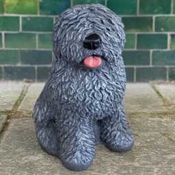 Outdoor English Dog Statue Concrete Figurine Stone Pet Sculpture Cement Sheepdog Ornament Dog Lover Gift Garden Shaggy Decoration - thumbnail 3