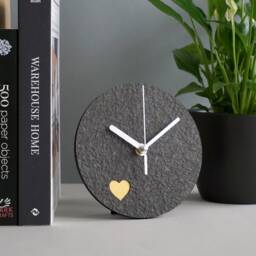 Paper Anniversary Gift For Couple, Unique Recycled Desk Clock, Eco Friendly Wedding Gift, Housewarming New Home Owner - thumbnail 2
