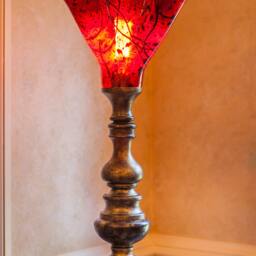 Table Lamp, One Of A Kind, Art Glass Handmade, Red Table Fused Lamp - thumbnail 2