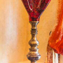 Table Lamp, One Of A Kind, Art Glass Handmade, Red Table Fused Lamp - thumbnail 3