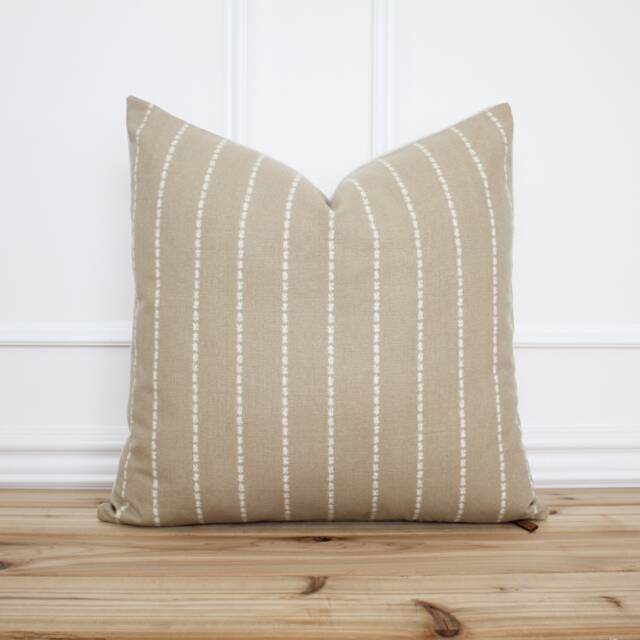 Tan Stripe Pillow Cover Farmhouse Decorative Fall Modern 20 X 16 26 -- Noah - image 1
