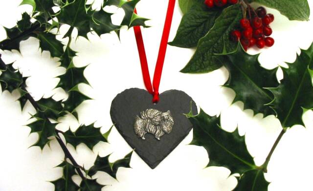 Pomeranian Design Slate Heart - Christmas Decoration 2026 Ornament Pet Dog Gift For Her - image 1