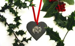 Pomeranian Design Slate Heart - Christmas Decoration 2026 Ornament Pet Dog Gift For Her