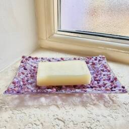 Handmade Purple Glass Soap Dish - thumbnail 2