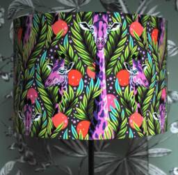 Handmade Tula Pink Giraffe Lampshade Mystical Animal Print Drum Shade - thumbnail 1
