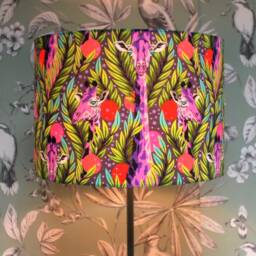 Handmade Tula Pink Giraffe Lampshade Mystical Animal Print Drum Shade - thumbnail 2