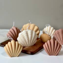 Scallop Shell Candle Summer Home Decor, Vegan Soy Wax - thumbnail 3