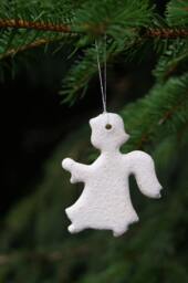 Set Of 6 Ceramic Angel Ornaments - Handmade Christmas Tree Decorations, Pearl White Angels, Holiday Gift Set, Rustic Pottery Decor - thumbnail 1