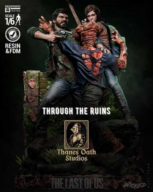 Through The Ruins - Zombie Survival Duo Joel & Ellie Resin Figure 16K - image 1