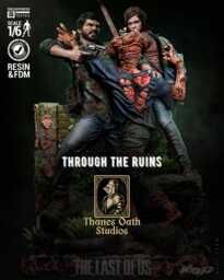 Through The Ruins - Zombie Survival Duo Joel & Ellie Resin Figure 16K - thumbnail 1
