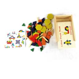 Wooden Patern Blocks 60 Pieces, Puzzle, Educational Blocks, Learning Kids Creative Motor Skills - thumbnail 2