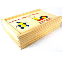 Wooden Patern Blocks 60 Pieces, Puzzle, Educational Blocks, Learning Kids Creative Motor Skills - thumbnail 3