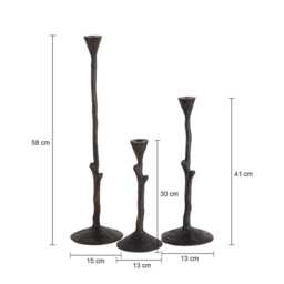 Antique Bronze Candle Holder Modern Aluminum Centerpiece - Set Of 3 - thumbnail 2