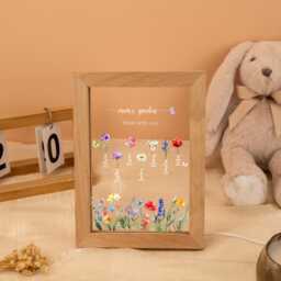Personalized Mom's Garden Led Frame, Birth Flower Night Light, Mother's Day Gift For Mom Gift, Floral Lamp Birthday - thumbnail 1