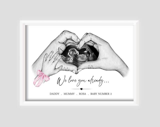 Personalised Pregnancy Scan Print Gift Baby Mummy Daddy To Be - Unframed - image 1
