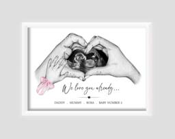 Personalised Pregnancy Scan Print Gift Baby Mummy Daddy To Be - Unframed - thumbnail 1