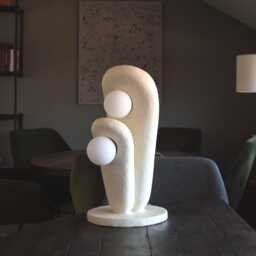 Minimal Bedside Light, Lighting Japanese Table Lamp, Clay Home Decor Night Living Ceramic Handmade Lamp - thumbnail 1